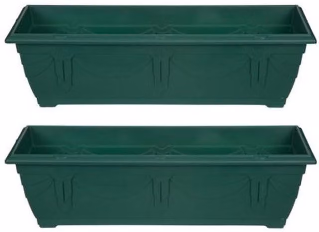 Whitefurze Slim Venetian Window Box Planter, Green, 60 cm