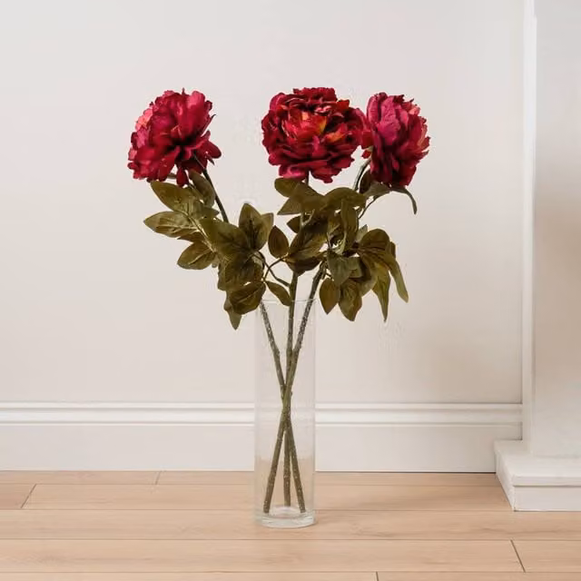 Scottish Everlastings Ltd Pink Fuchsia Peony Stem Set of 3, Height: 73 cm