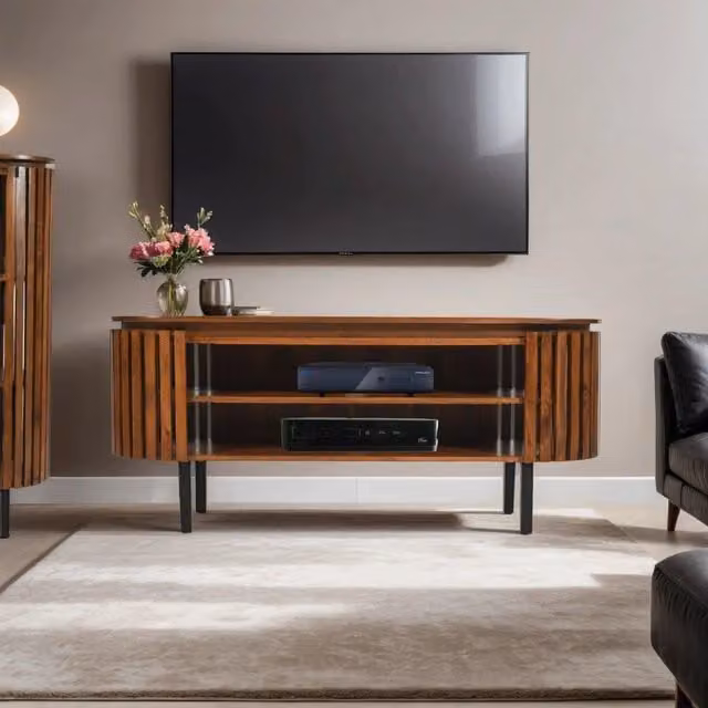 IH Design Carney Mango Wood TV Cabinet in Brown for up to 55 Inch TVs
