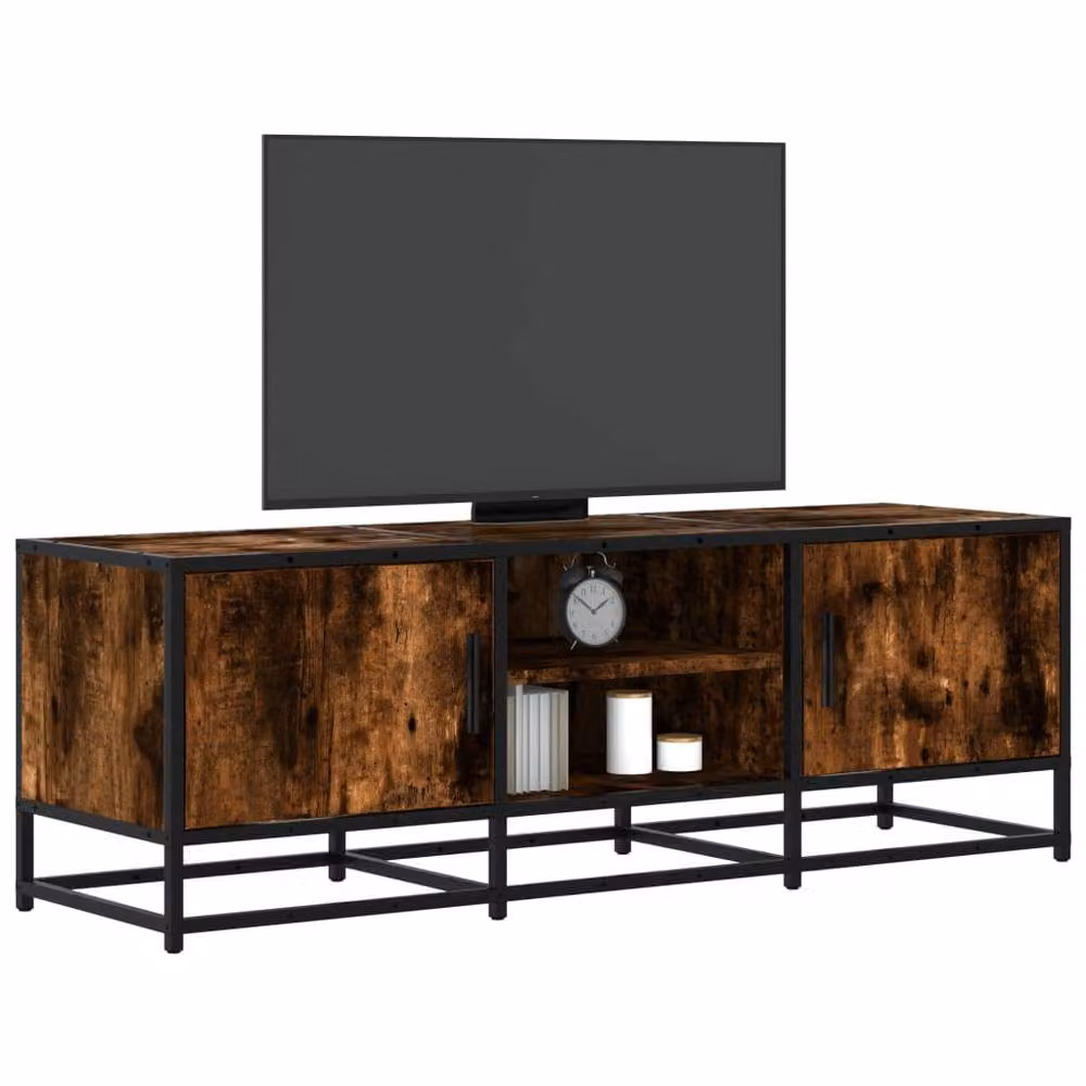 Berkfield Home Industrial TV Cabinet in Smoked Oak and Brown, W/D/H: 120 x 35 x 41 cm – 2