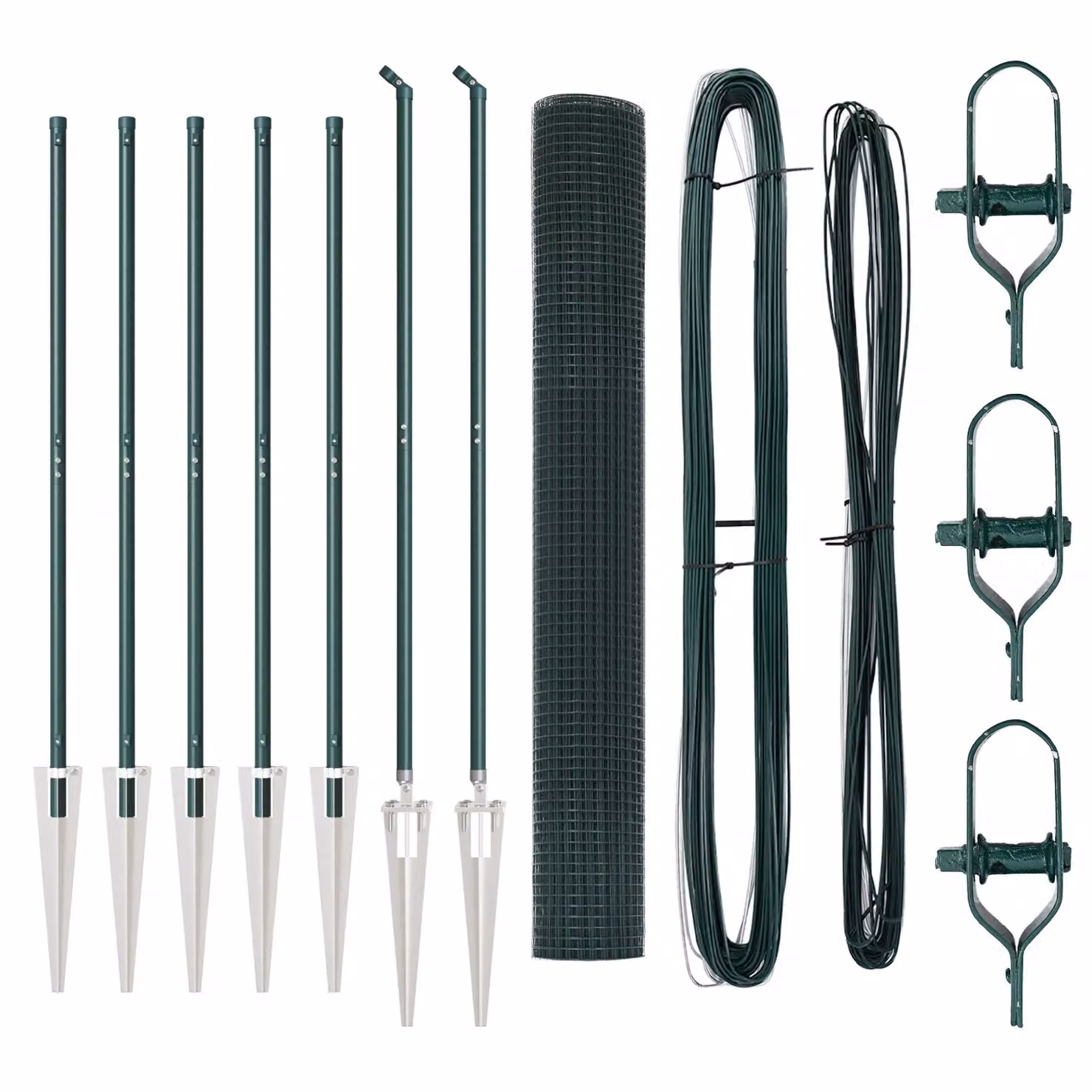 Berkfield Home Green Steel Welded Wire Fence with 7 In-Ground Spike Posts, H: 120 cm, W: 10 m – 2
