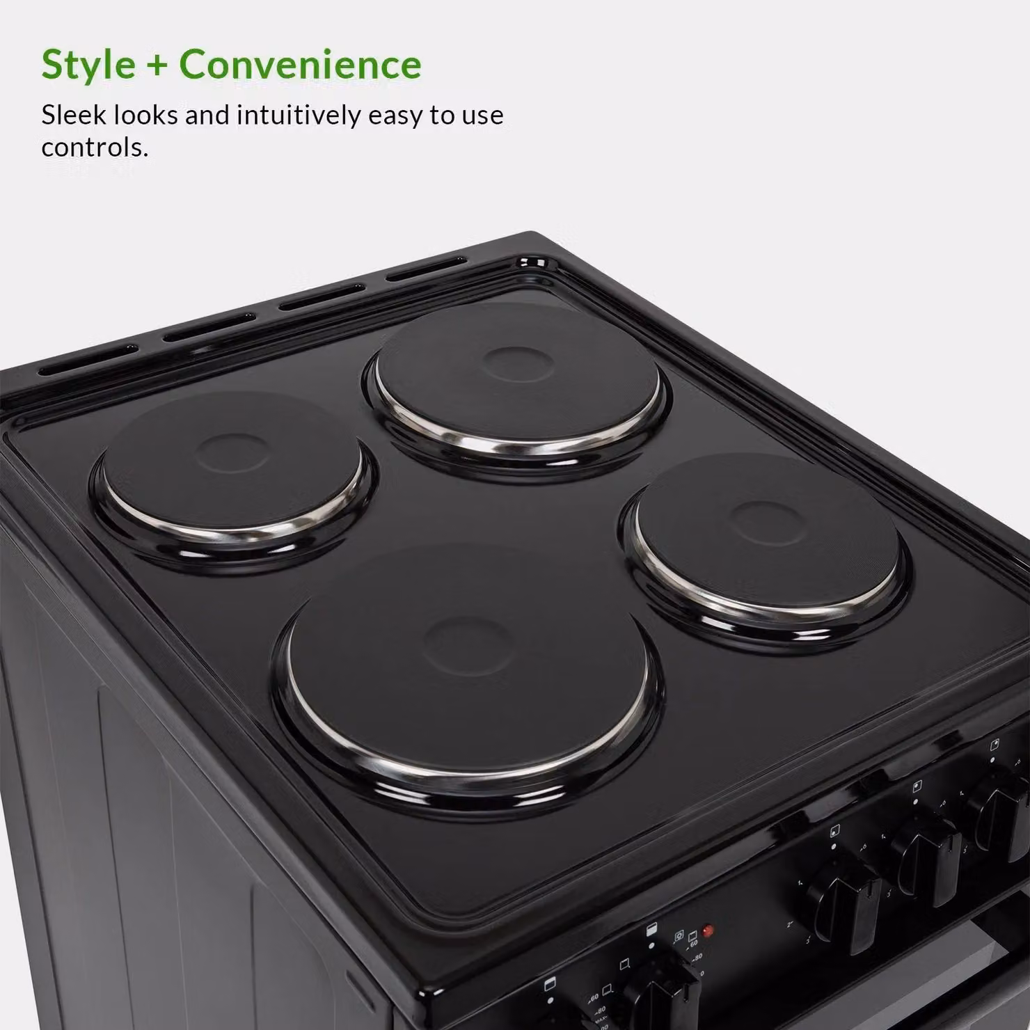 Willow WE50TSB Freestanding Electric Twin Cavity Cooker with Solid 4 Plate Hob, Black, Width: 50 cm – 3