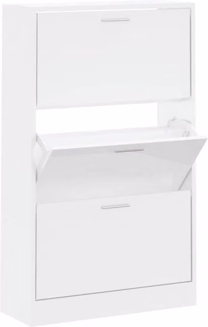Berkfield Home High Gloss White Shoe Cabinet W/D/H: 63 x 24 x 103 cm