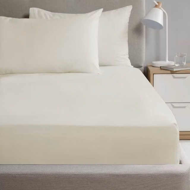 Rapport Home Polycotton Plain Flat Sheet, Beige, W: 90 cm, L: 200 cm
