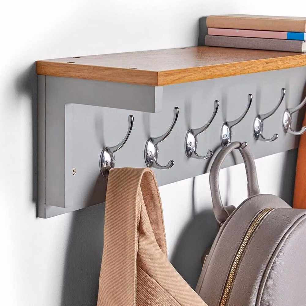Kelvenix Wall Mounted Coat Rack with Shelf and 7 Double Hooks, Grey – 3