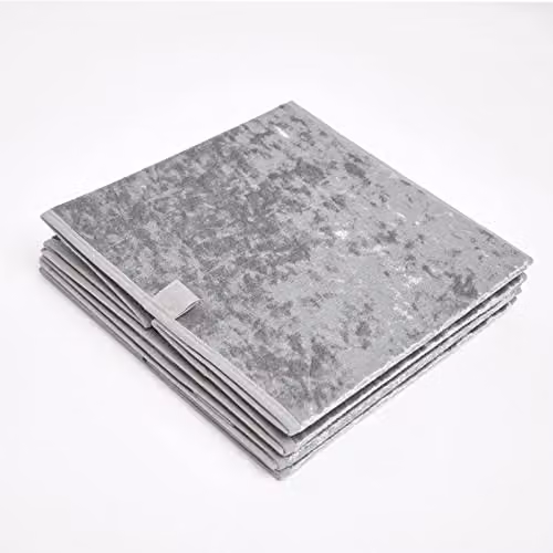 OHS Pack of 4 Crushed Velvet Foldable Storage Boxes with Handles, Anthracite Grey, W/D/H: 27.0 x 27.0 x 27.0 cm – 3