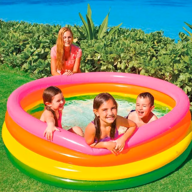 Intex Sunset Round Inflatable Childrens Pool, Multicolour