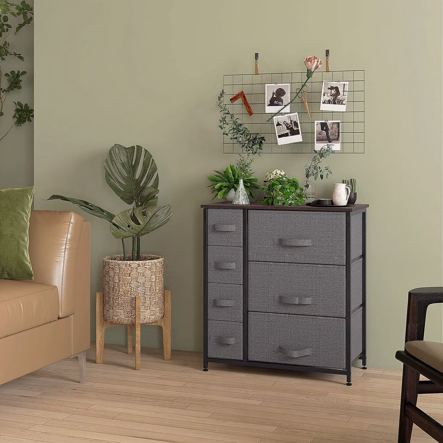 HOMCOM Modern Dark Grey Chest of Drawers with Large Storage Space and Adjustable Feet – 2