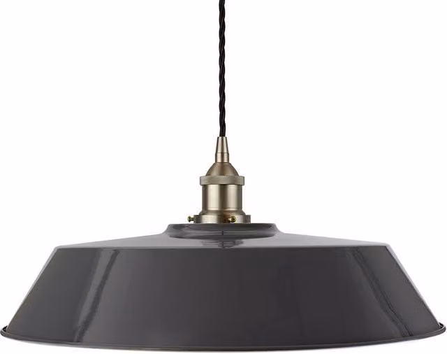 SE Home Chancery Large Suspended Pendant Light in Slate Grey and Brushed Chrome