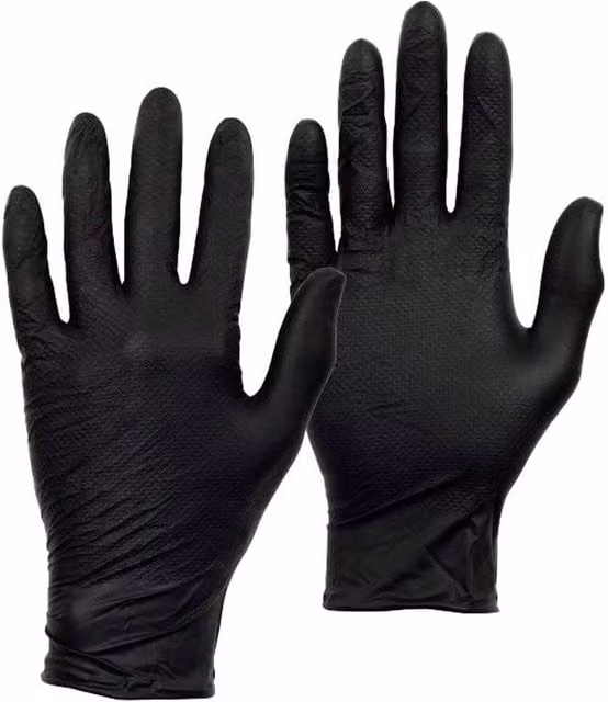 Pegdev Premium Black Nitrile Gloves, Powder-Free and Latex-Free, 25 Pairs