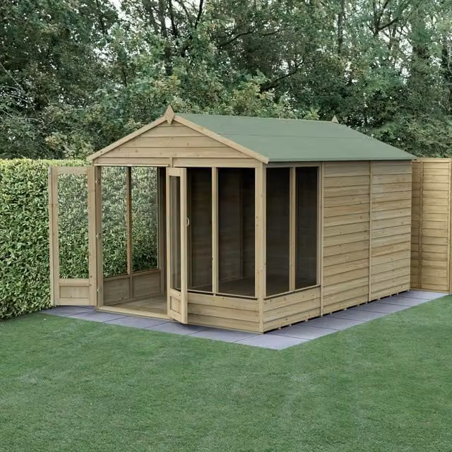 Forest Garden 4LIFE Apex Summerhouse in Brown with Foundation and Windows