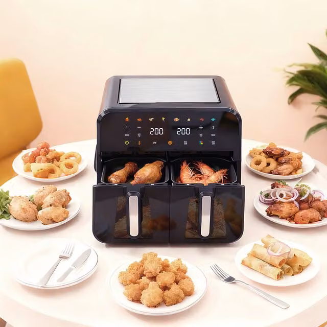 Spector Dual Zone Air Fryer in Black and Silver with 12L Capacity and Digital Display