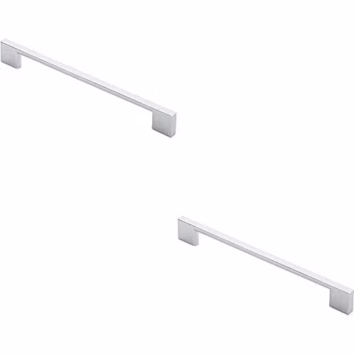 Loops 2 Pack Slim D-Shape Pull Handles in Polished Chrome, W: 22.0 cm, D: 0.85 cm, Fixing Centres: 19.2 cm