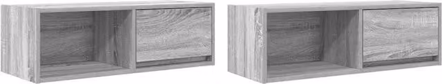 Berkfield Home Set of 2 Modern Grey Sonoma TV Cabinets in Engineered Wood, W: 80 cm, D: 31 cm, H: 25.5 cm – 1