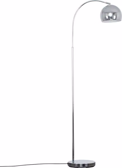 ValueLights Modern Polished Chrome Curved Stem Floor Lamp with Dome Shade in Silver