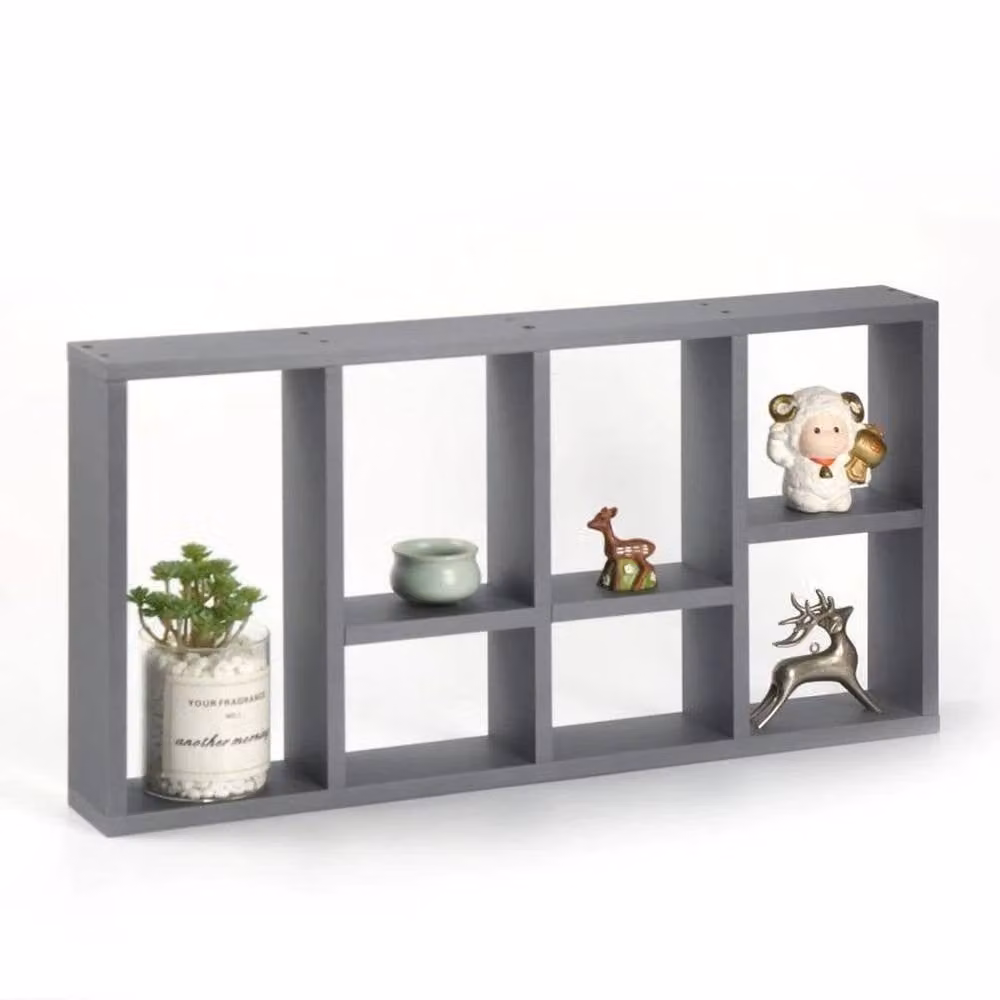 SPETLEK 7-Compartment Wall Mounted Floating Shelves in Grey