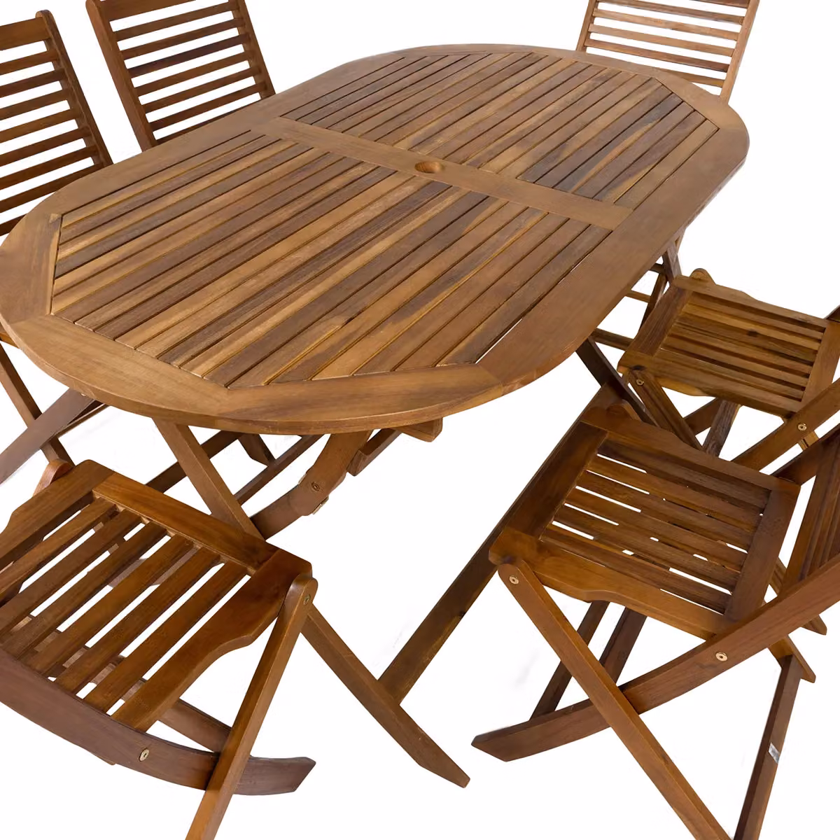 Charles Bentley 7 Piece FSC Acacia Wood Garden Dining Set with Oval Table and 6 Chairs in Natural Brown, W/D/H: 150 x 85 x 87.5 cm – 2