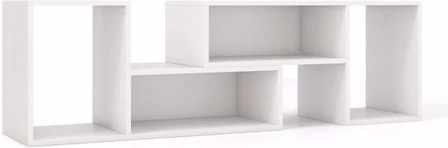 Havendro White Modern Minimalist 2-Piece Wood TV Console Entertainment Stand – 1