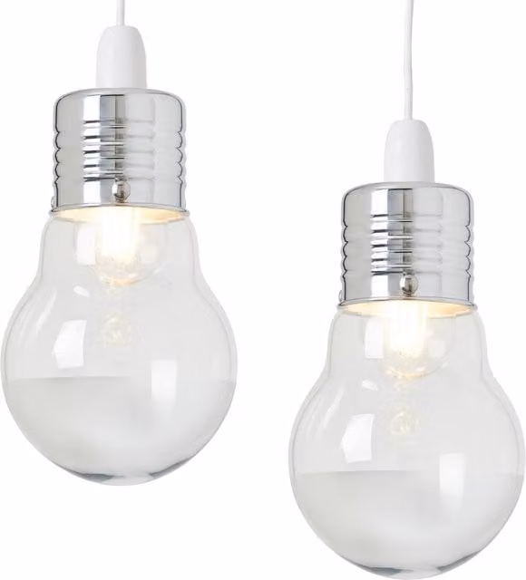 Litecraft 2 Pack of Oversized Bulb Style Glass Lamp Shades in Chrome and Transparent Sphere Design