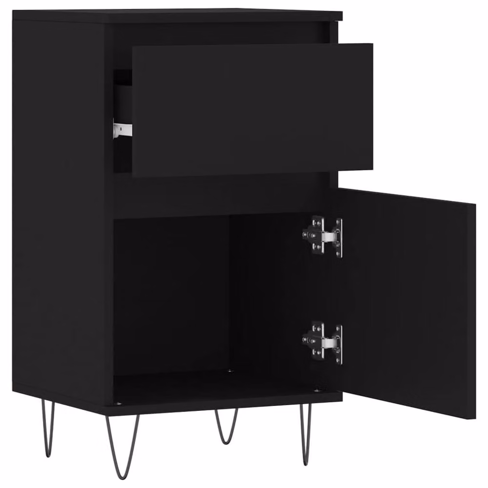 Berkfield Home Set of 2 Modern Black Sideboards in Engineered Wood W/D/H: 40 x 35 x 70 cm – 6