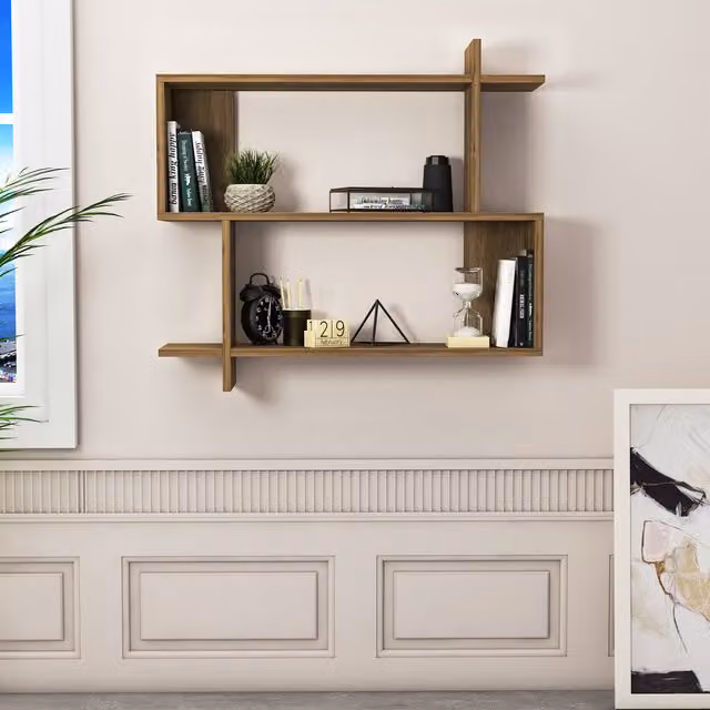 Decorotika Minalla Wall Shelf, Brown, W/D/H: 90.0 x 22.0 x 14.0 cm