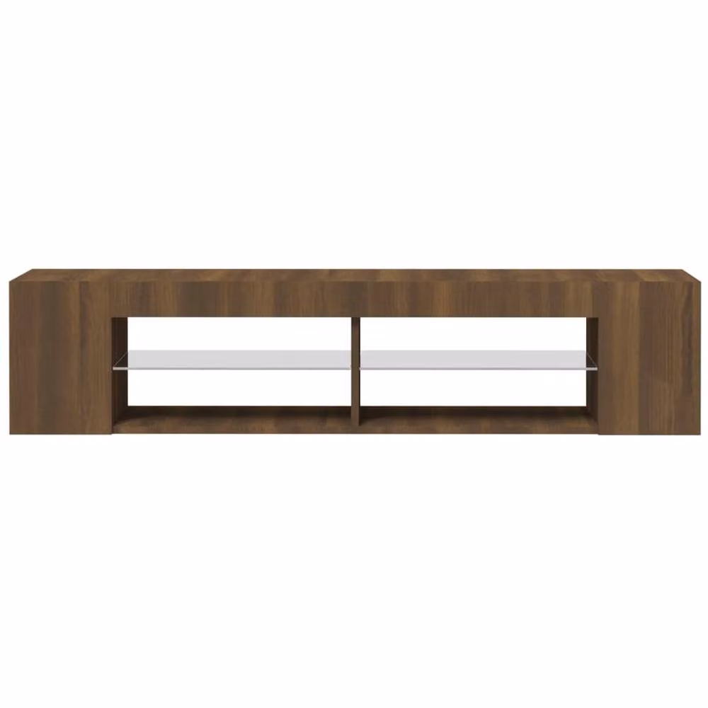 Berkfield Home Modern TV Cabinet with LED Lights in Brown Oak, W: 135 cm, D: 39 cm, H: 30 cm – 3