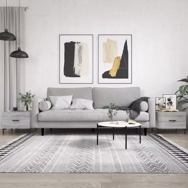 Berkfield Home Set of 2 Grey Sonoma Square Coffee Tables, W/D/H: 50 x 50 x 40 cm – 1