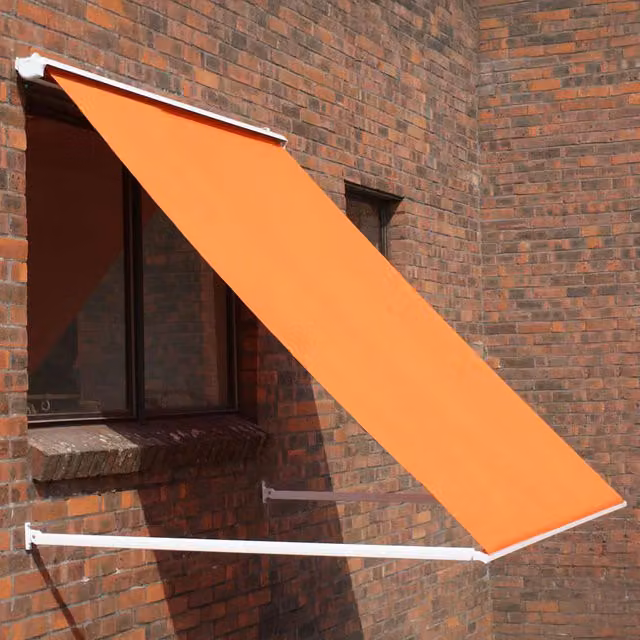Primrose Terracotta Drop Arm Window Awning with Half Cassette and Crank Mechanism, Width: 200 cm