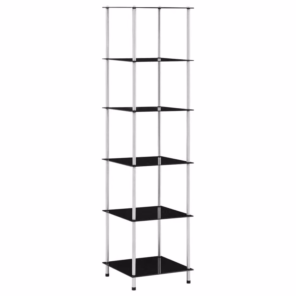 Berkfield Home 6-Tier Sturdy Shelving Unit in Black with Tempered Glass, W/D/H: 40 x 40 x 160 cm – 2
