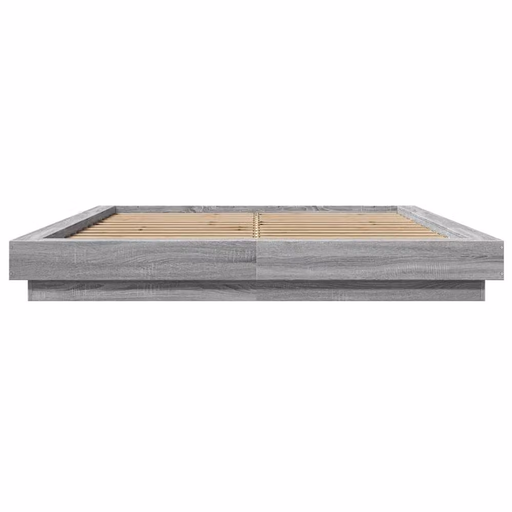 Berkfield Home Grey Sonoma Bed Frame with LED Lights and USB Charging Port, W/D/H: 160 x 200 cm – 4