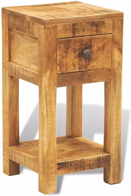 Berkfield Home Rustic Solid Mango Wood Nightstand with 1 Drawer in Brown