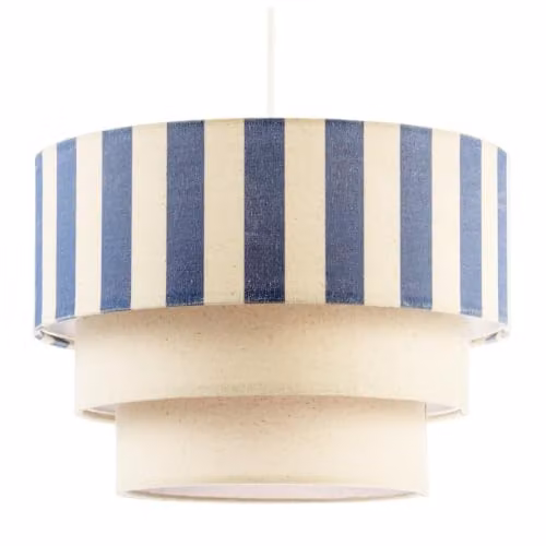 Happy Homewares Modern Blue Fabric Cylinder Pendant Light Shade W/D/H: 18 x 18 x 28 cm