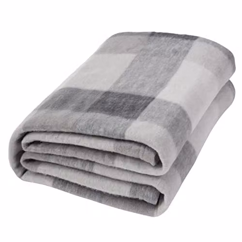 OHS Grey Tartan Check Fleece Throw Blanket, W/D/H: 200 x 240 cm – 1