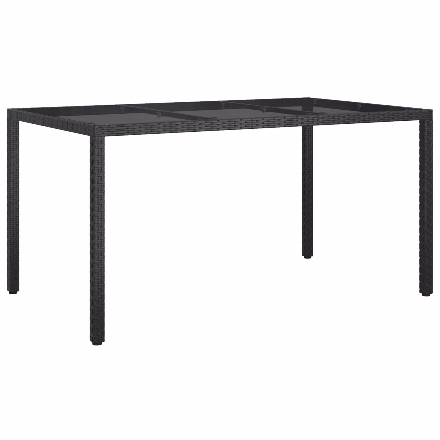 Berkfield Home Black Poly Rattan Garden Dining Table with Glass Top, W/D/H: 150 x 90 x 75 cm – 1