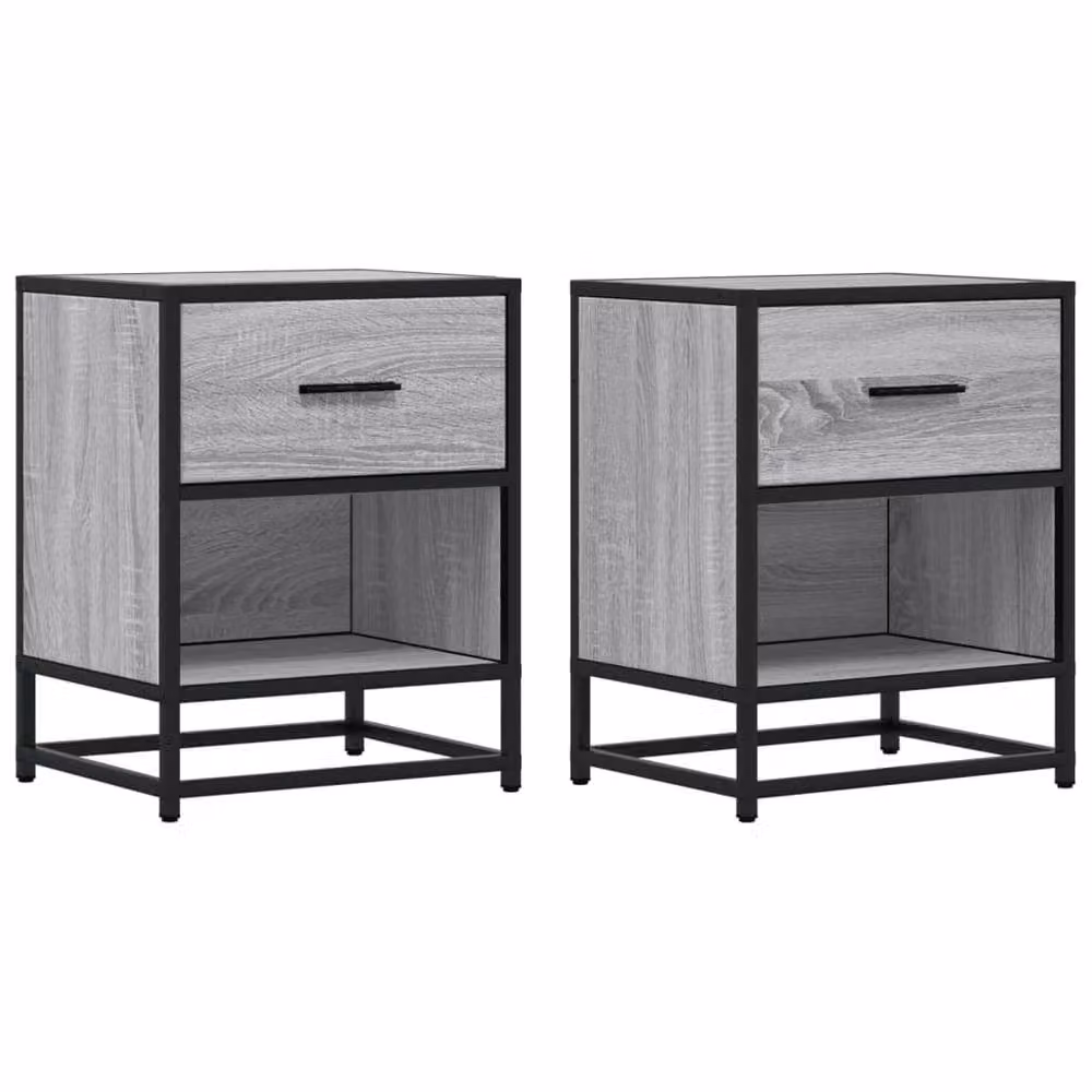 Berkfield Home Decorative Bedside Cabinets, 2 Piece Set, Grey Sonoma, W: 40 cm, D: 31 cm, H: 50 cm – 3