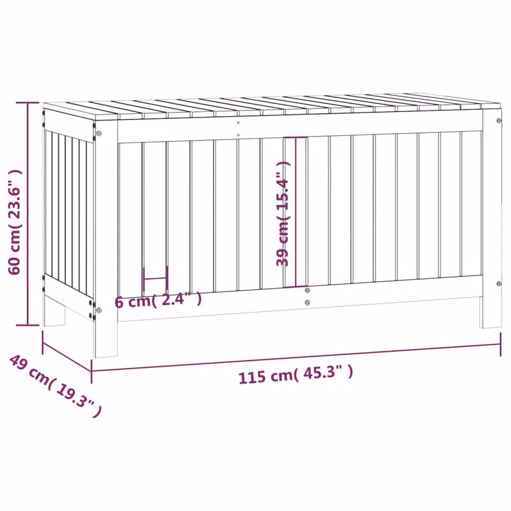Berkfield Home Garden Storage Box in Grey Solid Pine Wood, W/D/H: 115 x 49 x 60 cm – 4