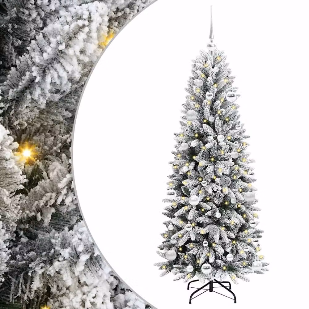 Berkfield Home Green Artificial Christmas Tree with 150 White LEDs, W/D/H: 63 x 63 x 150 cm – 3