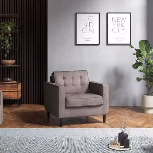 Furnishings For Less UK Eden Toledo Tufted Single Seater Armchair in Grey Fabric