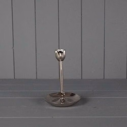 Gift Company Minimalist Metal Candle Holder for Pillar or Taper Candles, Grey and Silver, Height: 16 cm – 1