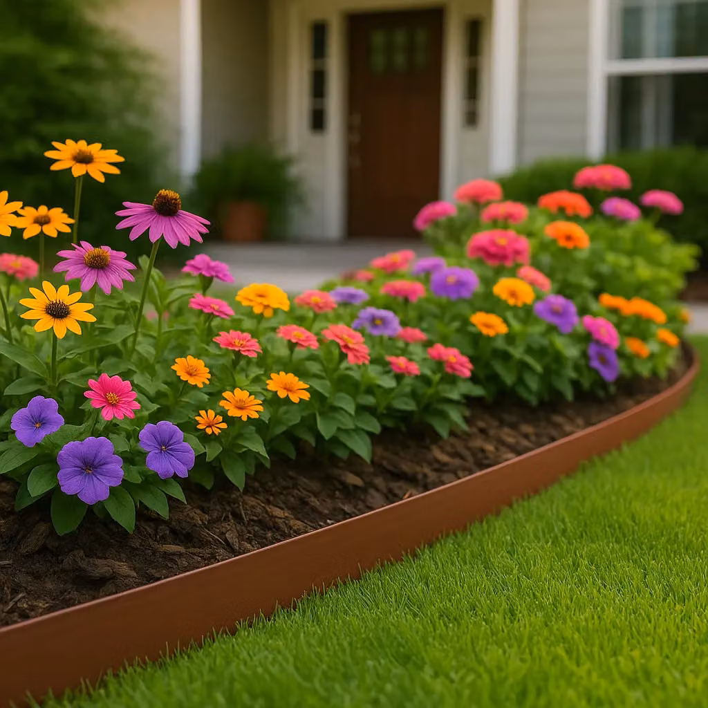 Harbour Housewares Brown Flexible Plastic Lawn Edging Path Grass Border with Plastic Pegs, 50m – 4