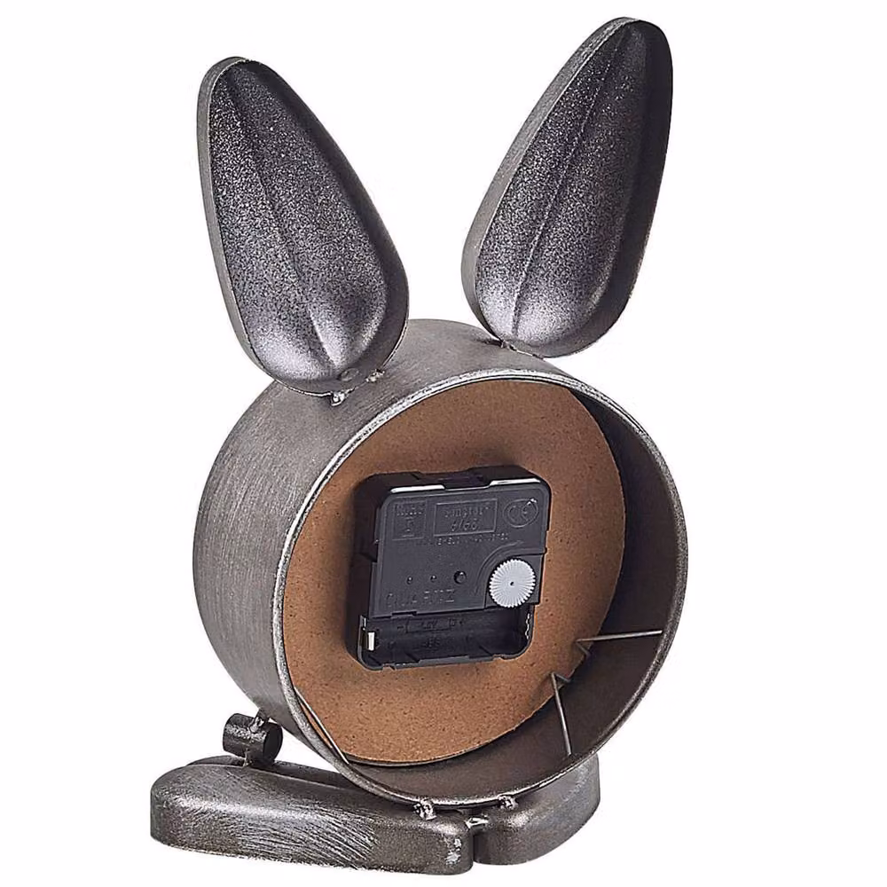 Wyld and Coco Bunny Analog Tabletop Clock in Silver Metal and Glass – 4