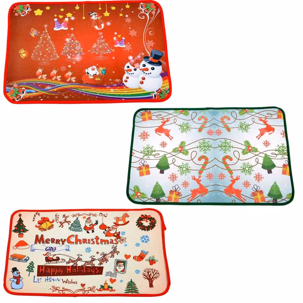 Shatchi Christmas Theme Printed Non-Slip Rectangular Doormat, Multicolour and Red, W/D/H: 38.5 x 38.5 x 1.0 cm – 6
