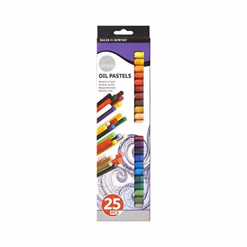 Daler-Rowney Simply Soft Oil Pastel Set, 25 Multicolour Assorted Colours