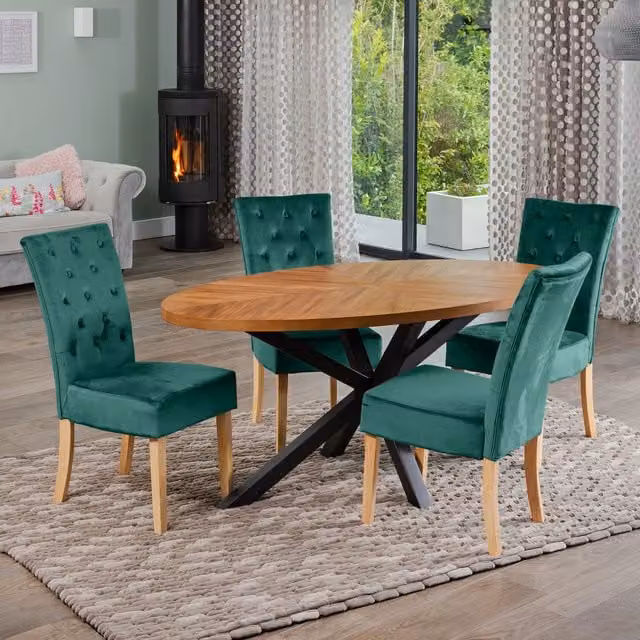 Artemis Home Modern Oval Dining Table and 4 Chairs Set in Green