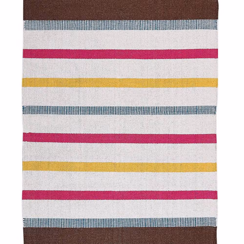 Wyld and Coco Handwoven Cotton Flat Weave Area Rag Rug in Multicolour Stripes, W: 140 cm, L: 200 cm – 2