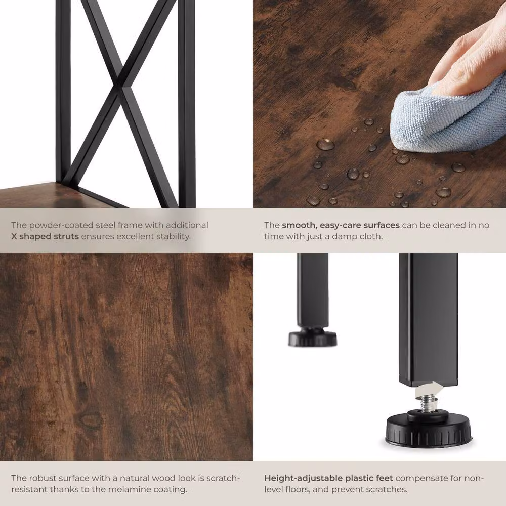 tectake Carlton Industrial Bedside Table in Dark Brown and Black – 4