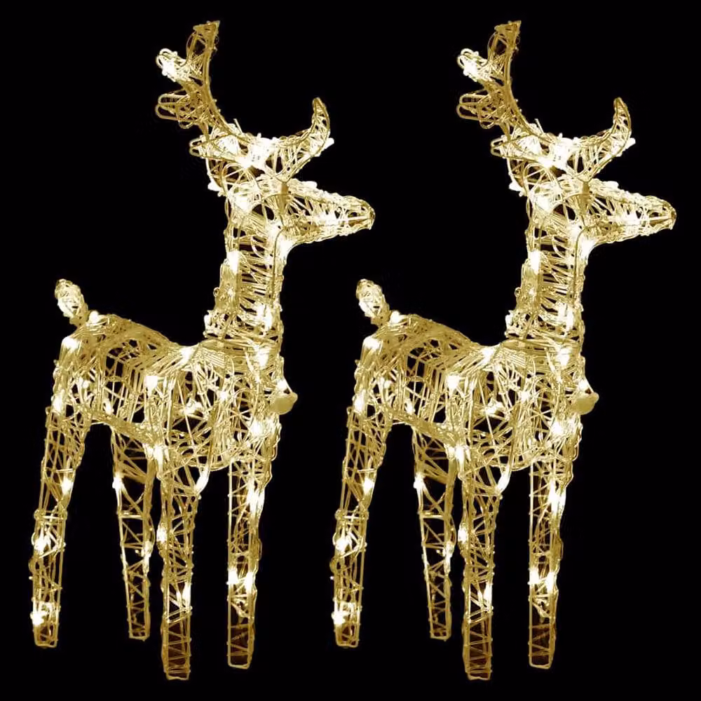 Berkfield Home Christmas Reindeer Set of 2, Warm White 80 LEDs, Acrylic – 3