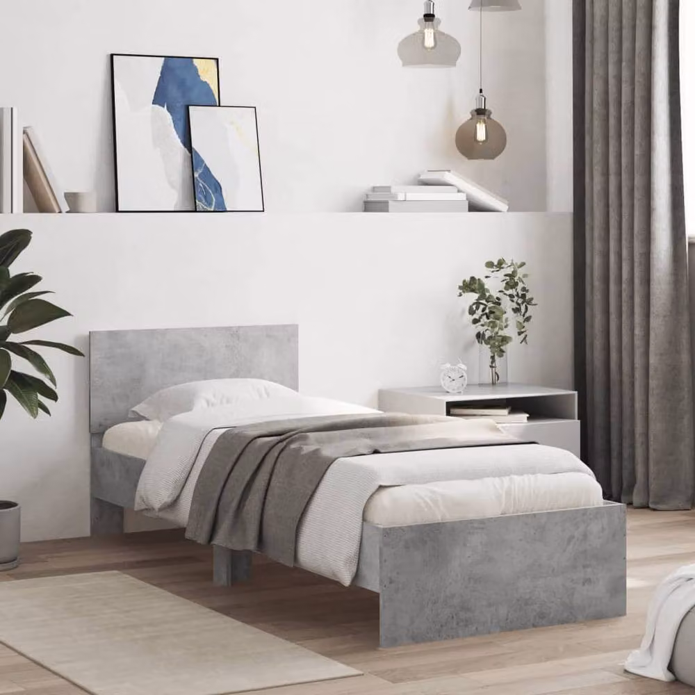 Berkfield Home Durable Bed Frame with Headboard and Lift Up Base, Grey, W: 80 cm x D: 190 cm – 2