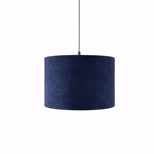 CGC Lighting Lola Round Corduroy Lampshade with Silk Inner in Blue, Diameter: 30 cm – 2