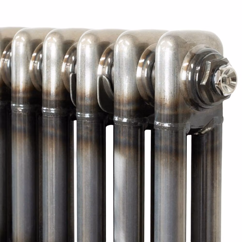 Monstershop Traditional 3 Column Steel Radiator with Integrated Valves and Wall Brackets, Silver, H: 650 mm, W: 30 mm, D: 30 mm – 8